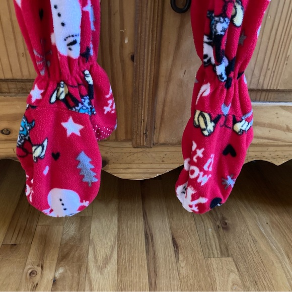 Women Mickey Minnie Mouse red Let it Snow footed one piece pajamas size S - Picture 8 of 8